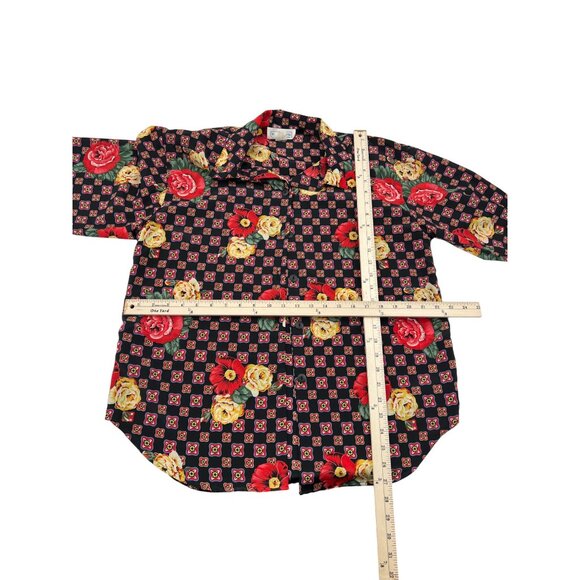 Vintage Womens Size 10 Medium Floral Button-Up Blouse By Impressions Of Californ - Picture 3 of 4